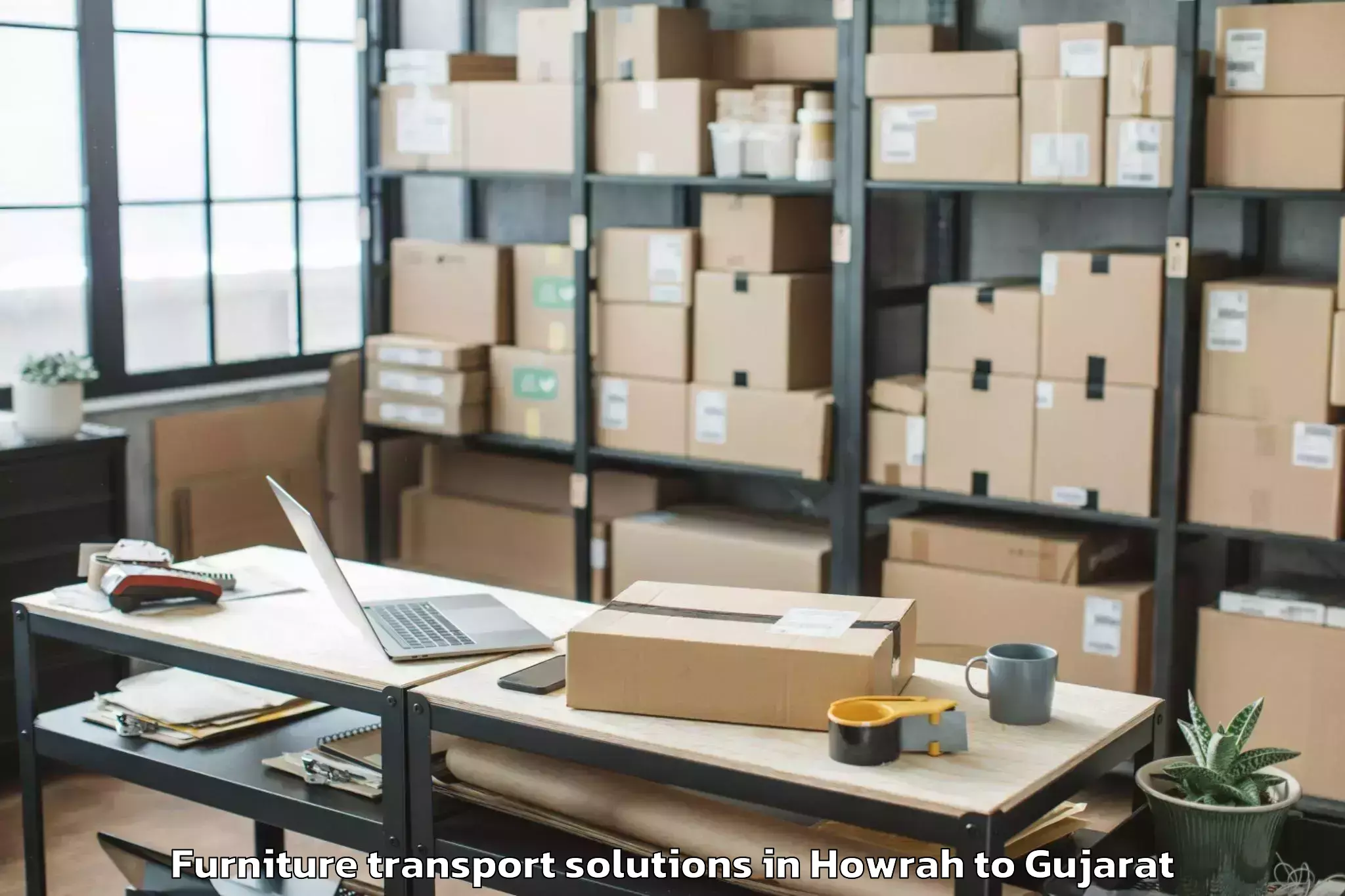 Reliable Howrah to Gussar Furniture Transport Solutions